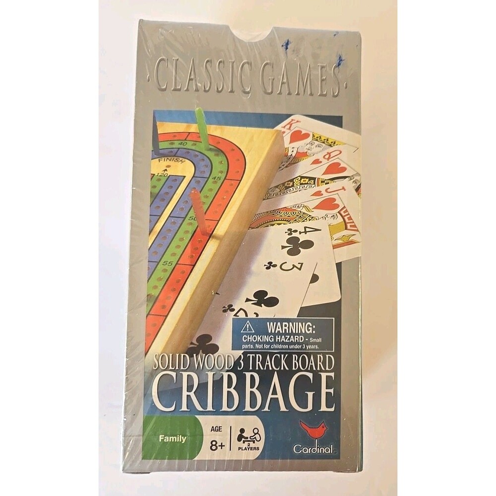 Cardinal Solid Wood 3 Track Board CRIBBAGE New Sealed Box Old Stock
